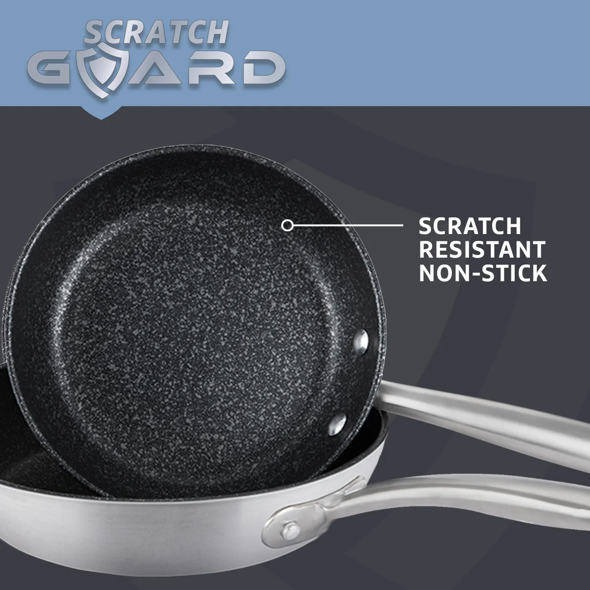 Scratch Guard: Stainless Steel Non-Stick Induction Frying Pans - Twin Pack - Image 4