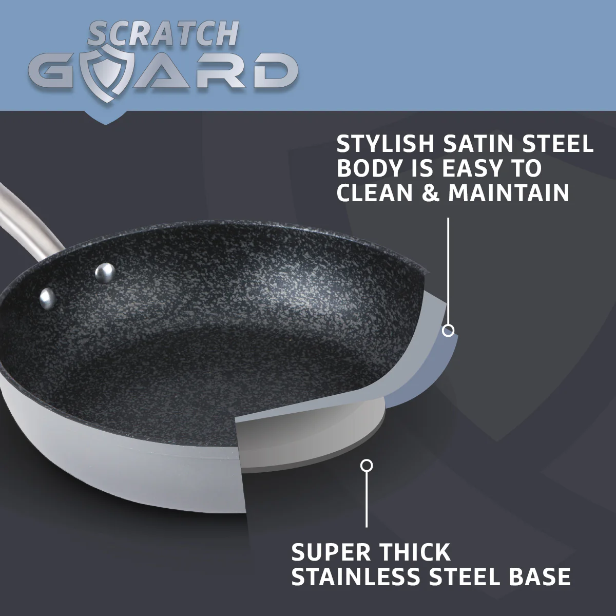 Scratch Guard: Stainless Steel Non-Stick Induction Frying Pans - Twin Pack - Image 5