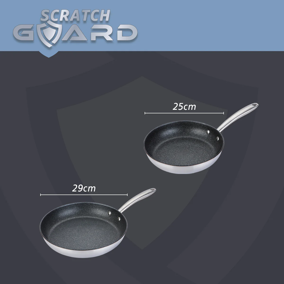 Scratch Guard: Stainless Steel Non-Stick Induction Frying Pans - Twin Pack - Image 7