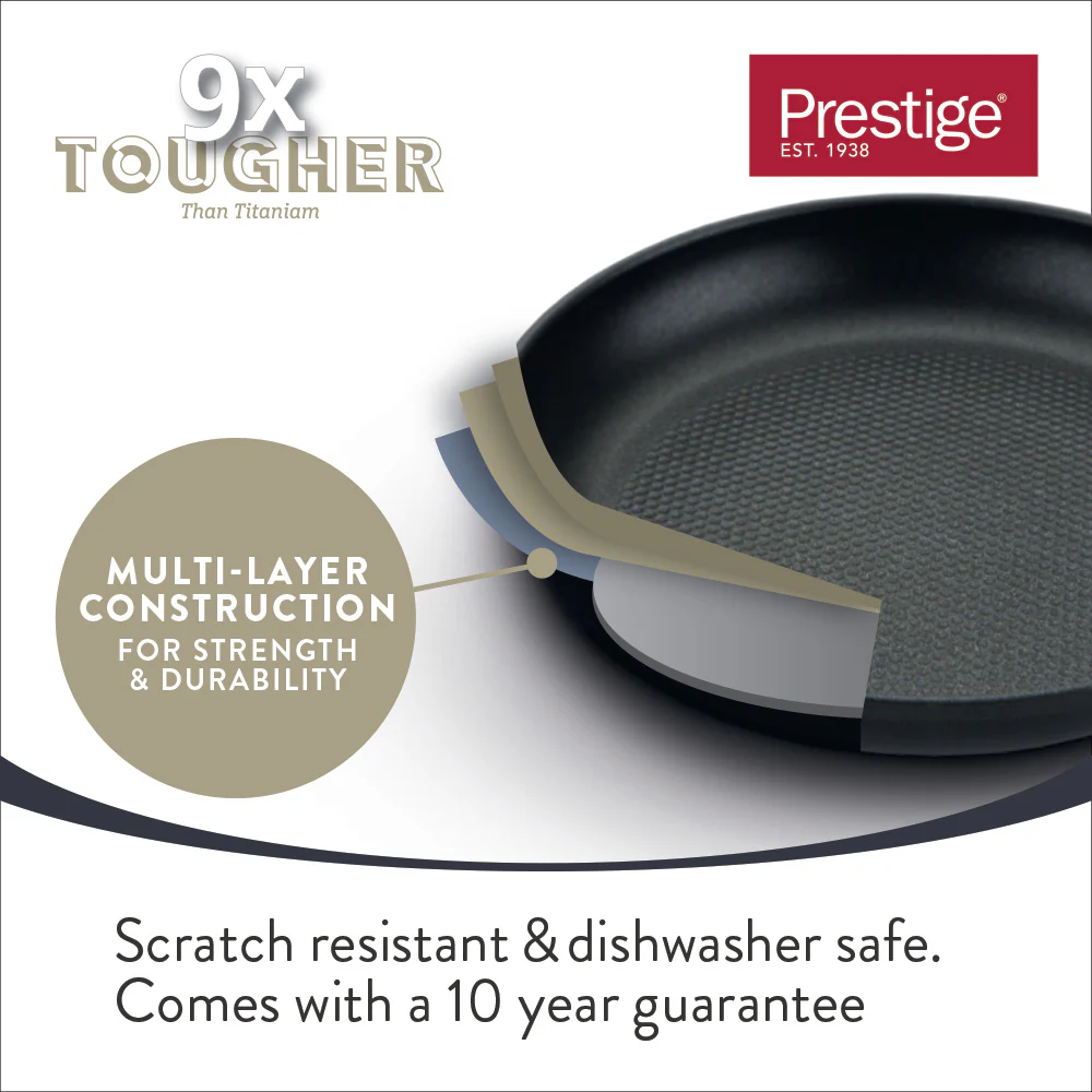 9 X Tougher: Non-Stick Egg Poacher Frying Pan & Lid - 20cm - Image 4
