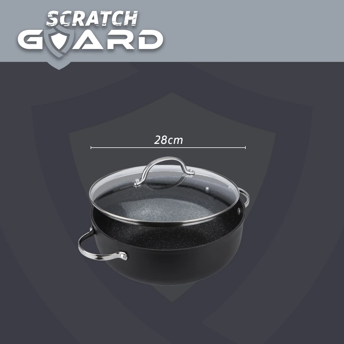 Scratch Guard Non-Stick Induction Casserole Dish & Lid - 5.7L/28cm - Image 7