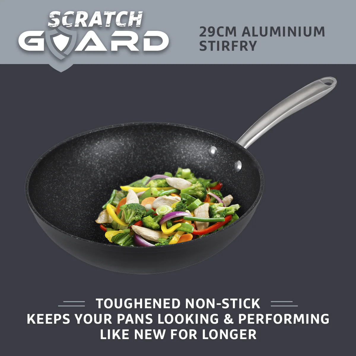 Scratch Guard: Non-Stick Stir Fry Wok - 29cm - Image 3