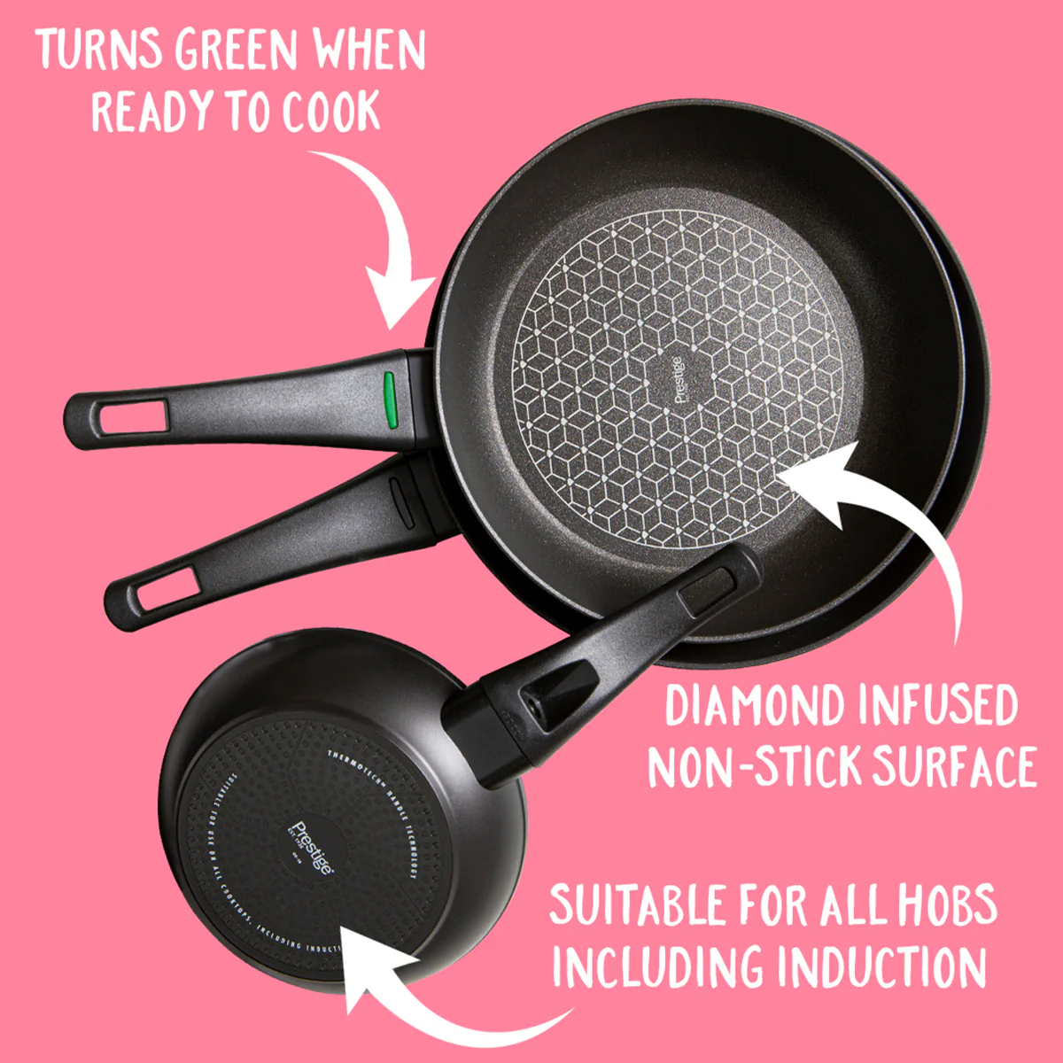 Thermo Smart Heat Indicator: Non-Stick Saucepan & Frying Pan Set - 5 Pieces - Image 3